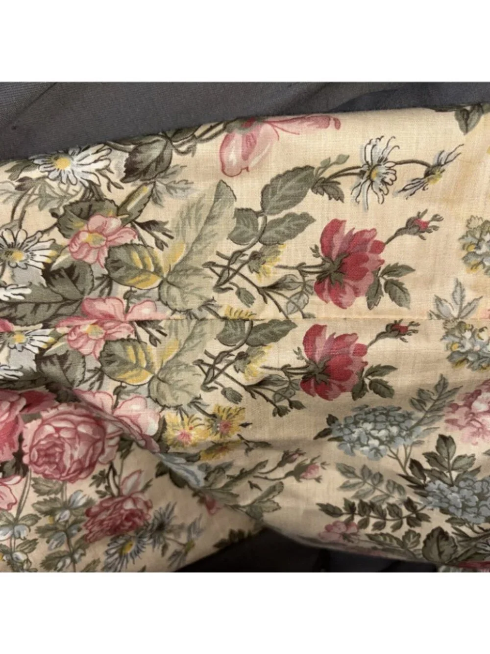 Croscill Floral Neck Roll Pillowcase Ruffled Bolster Cover Vintage Cottagecore